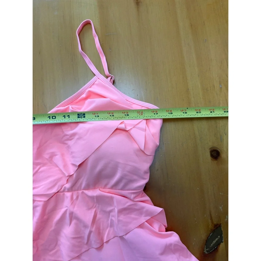 Coral Pink Ruffle Tankini Set‎ Tropical Floral Shorts Swimsuit Plus Size 3XL